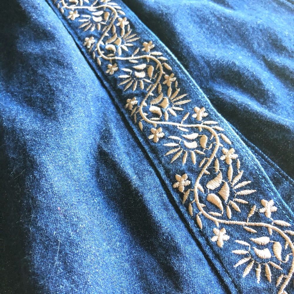 Embroidered Denim Coat - image 3